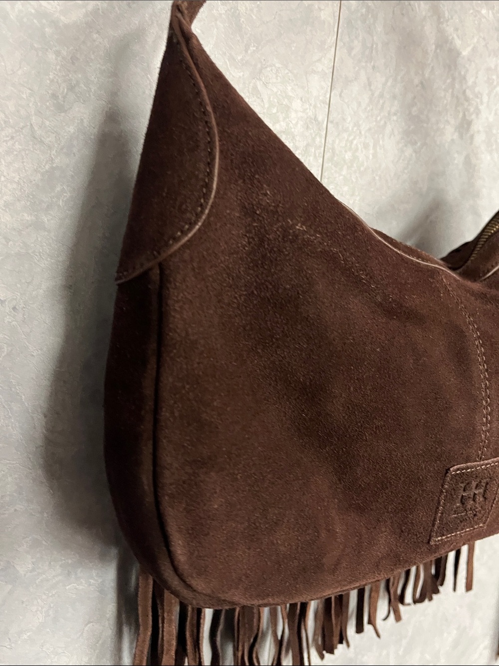 Haute Hippie Chocolate Brown Suede Fringe Short Shoulder Hobo Bag - Picture 6 of 12